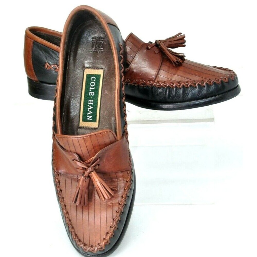 Cole Haan Mahogany Brown Leather Loafers Tassels Memory Flex 7 1/2 AA